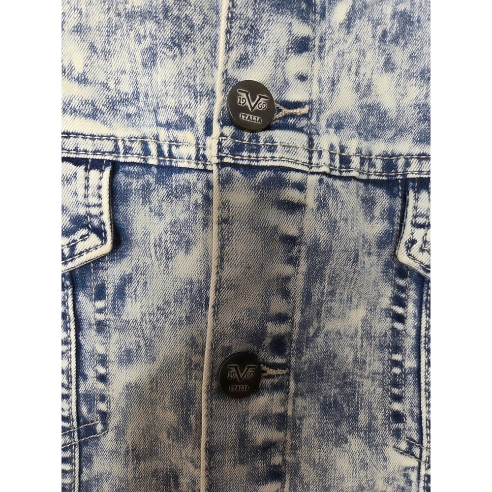 1969 Italia Mens XL‎ Acid Wash Denim Jacket Graphic Patch - Picture 2 of 9